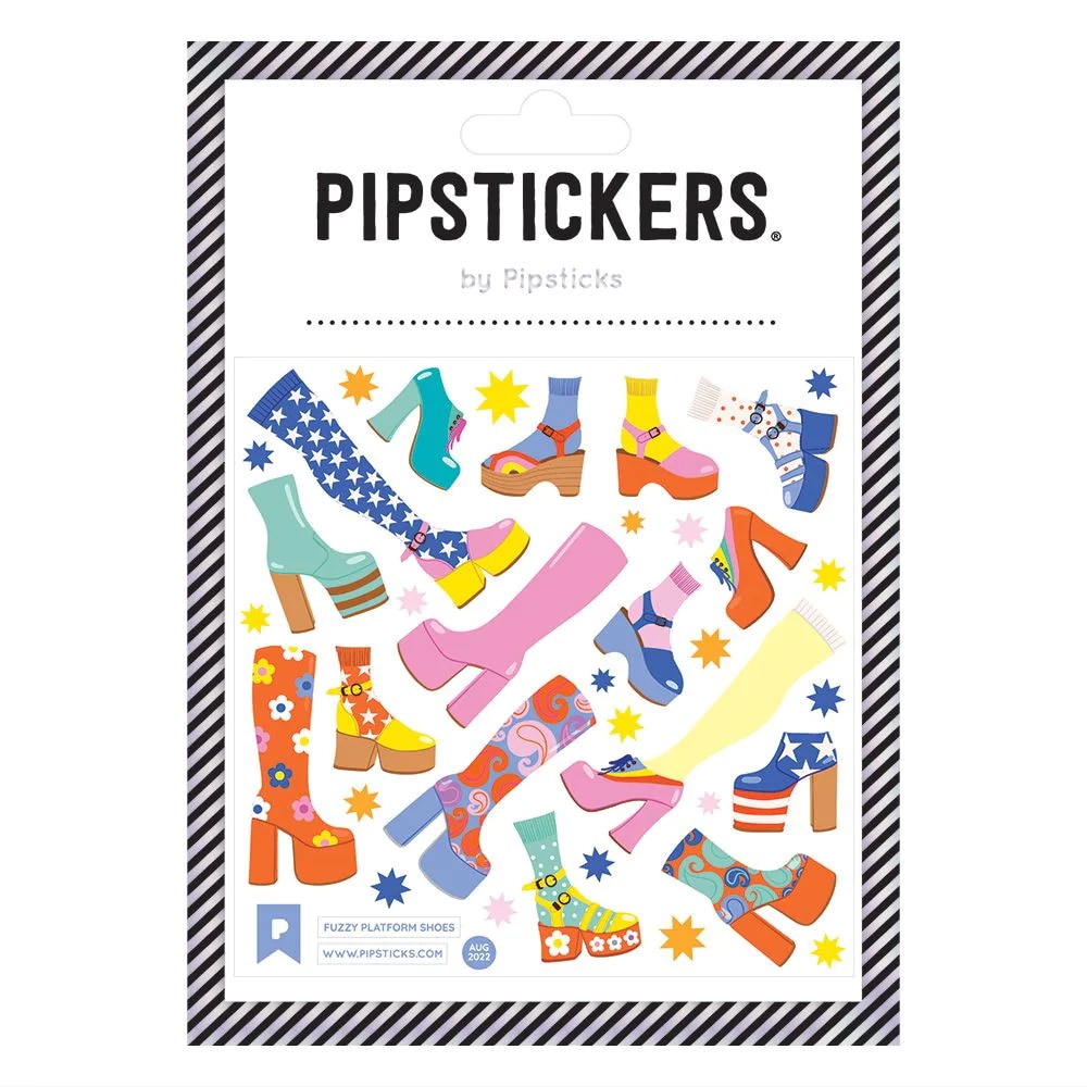 Pipsticks, Stickers, Art & School, 4x4-In, 686014, Fuzzy Platform Shoes